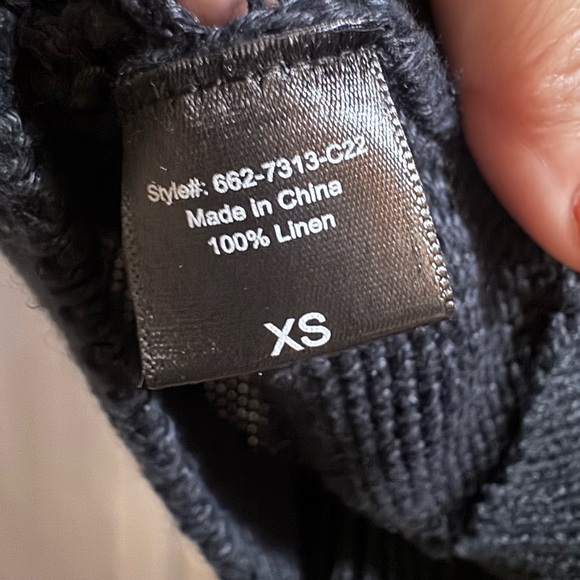 Jenni Kayne 100% Linen Loose Knit Crew Neck Sweater XS Navy - Picture 5 of 7